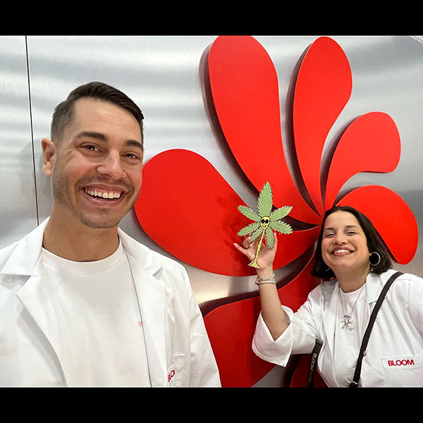 Bloom techs enjoy a break from the lab with Weed Dude at Hall of Flowers NYC Bloom techs enjoy a break from the lab with Weed Dude at Hall of Flowers NYC