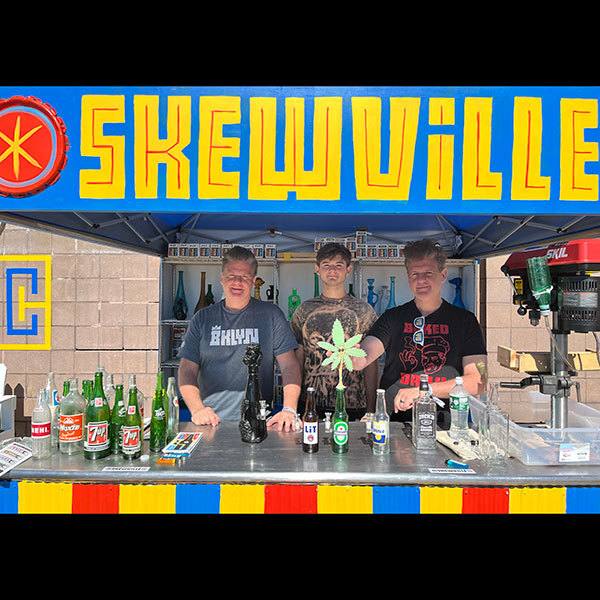 Custom Bongs, Antique Bottles turned Bong, from the Skewville Fam tent, twins bros and son/nephew Blaze! at Hall Of Flowers NYC Custom Bongs, Antique Bottles turned Bong, from the Skewville Fam tent, twins bros and son/nephew Blaze! at Hall Of Flowers NYC