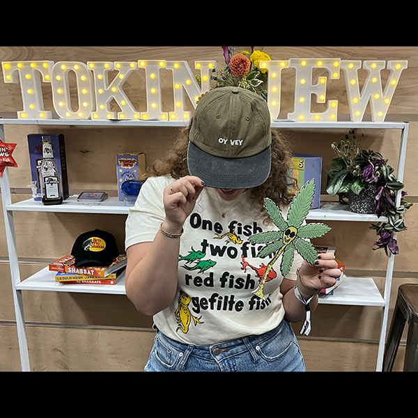 Oy Vey! Weed Dude pokin the  Tokin' Jew booth, Tokin' Chews and fun smoke paraphernalia, at Hall Of Flowers NYC Oy Vey! Weed Dude pokin the  Tokin' Jew booth, Tokin' Chews and fun smoke paraphernalia, at Hall Of Flowers NYC